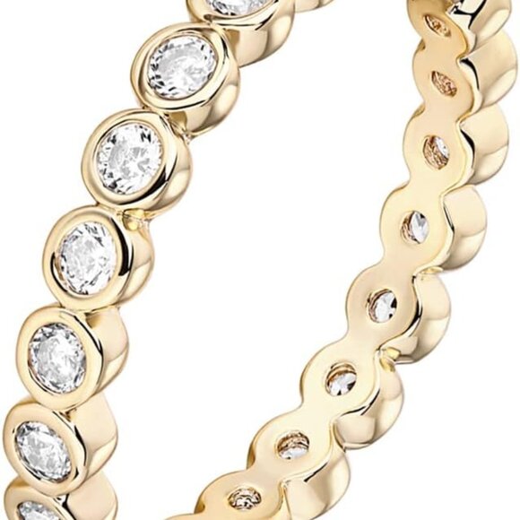 Jewelry - 14K Gold Plated Rings with Cubic Zirconia - 2.8mm Stackable for Women - Gold Lov